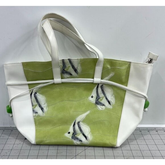 Claudia Firenze Handbags - Claudia Firenze Angelfish HOBO Shoulder Bag White & Green Leather Made In Italy